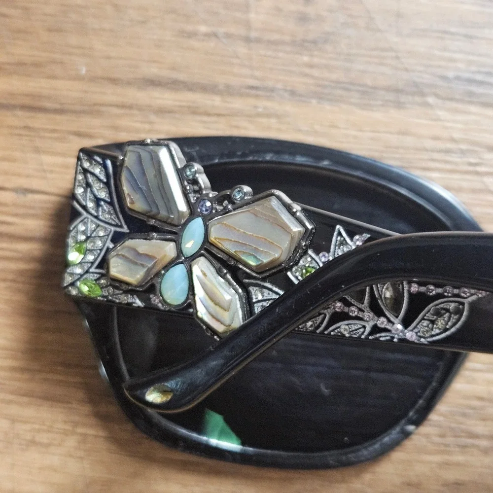 Judith Leiber JL1626 01 Butterfly Mother of Pearl Crystal Leaf Sunglasses Whimsy